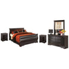 Huey Vineyard Queen Sleigh Bed with Mirrored Dresser and 2 Nightstands