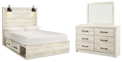 Cambeck Queen Panel Bed with Storage, Dresser and Mirror