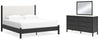 Cadmori King Upholstered Panel Bed, Dresser and Mirror