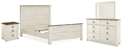 Willowton Queen Panel Bed, Dresser, Mirror, and Nightstand