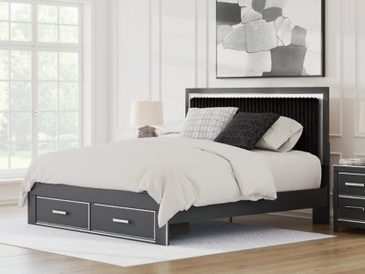 Birmonton King Upholstered Panel Platform Storage Bed