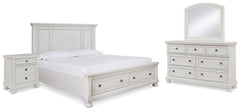 Robbinsdale Queen Storage Bed, Dresser, Mirror and Nightstand