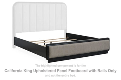 Rowanbeck California King Upholstered Panel Footboard with Rails