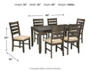 Rokane Dining Table and Chairs (Set of 7)