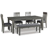 Hallanden Dining Table, 4 Chairs, and Bench