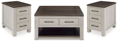 Darborn Lift-top Coffee Table and 2 Chairside End Tables